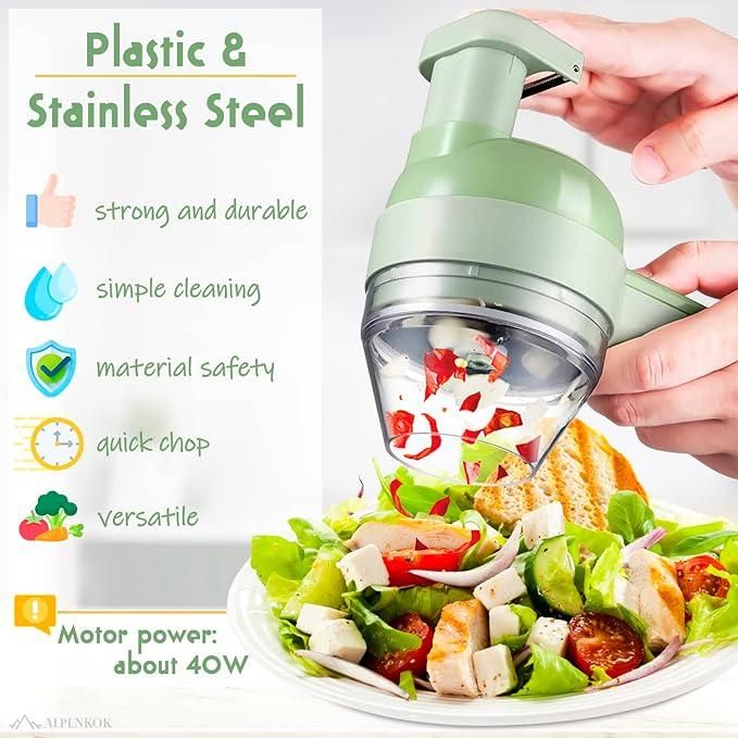 4-in-1 Smart Electric Vegetable Cutter | Portable, Powerful & Effortless Kitchen Prep
