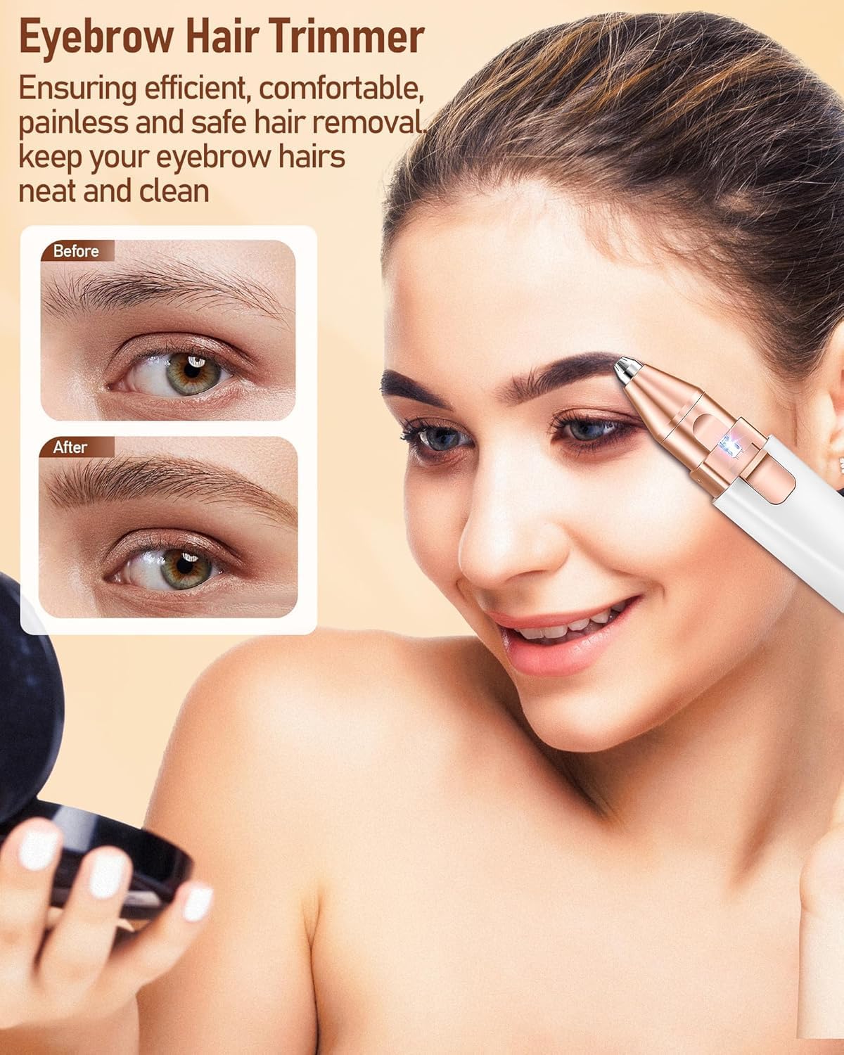 Home Flair Facial Hair Remover for Women – 2-in-1 Rechargeable Precision Trimmer with LED Light