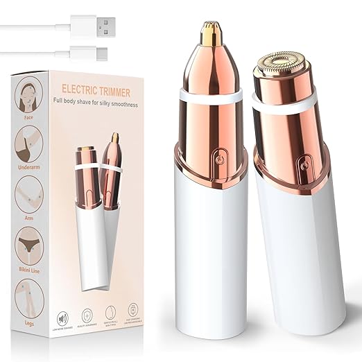 Home Flair Facial Hair Remover for Women – 2-in-1 Rechargeable Precision Trimmer with LED Light