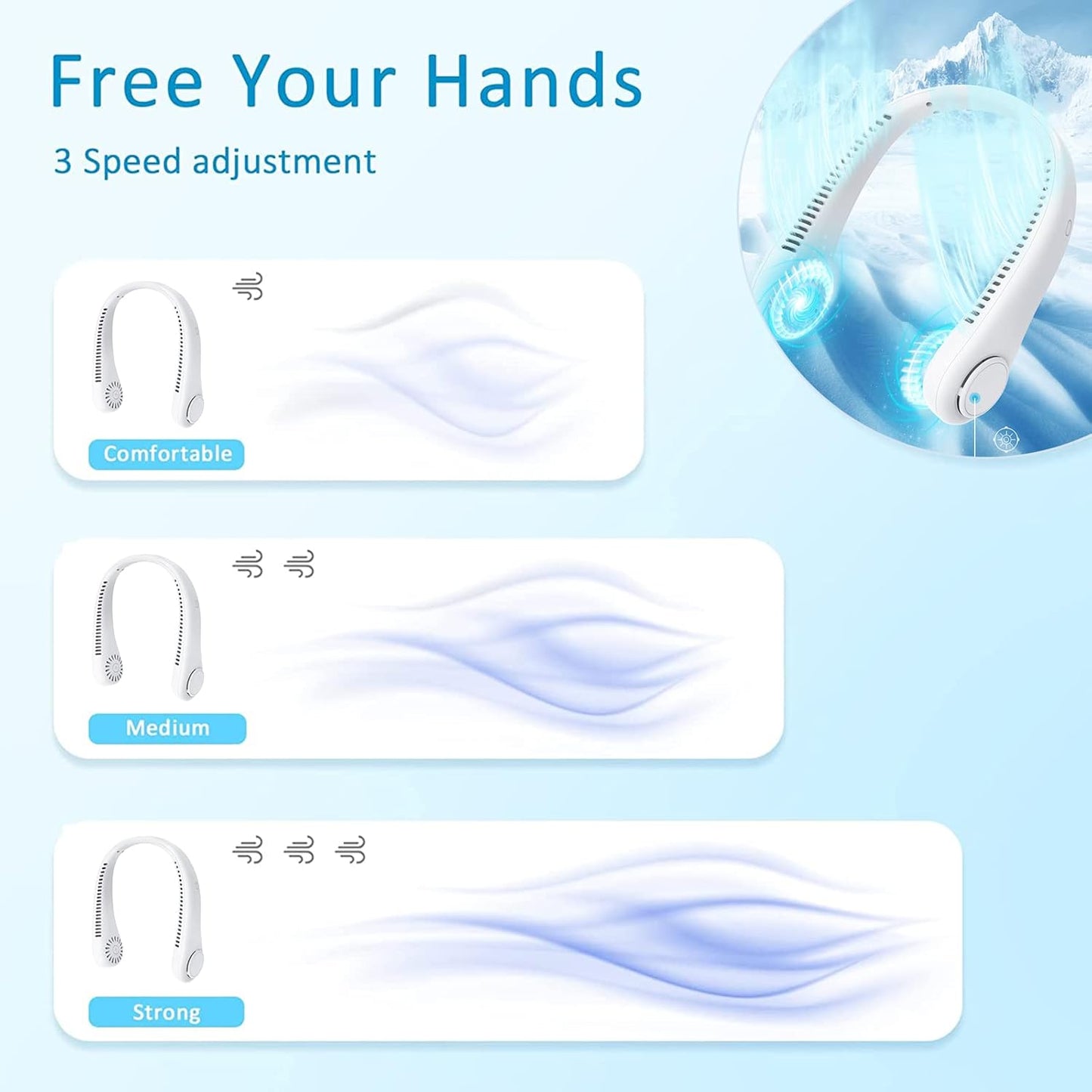 Portable Neck Fan, Hands Free Bladeless Fan