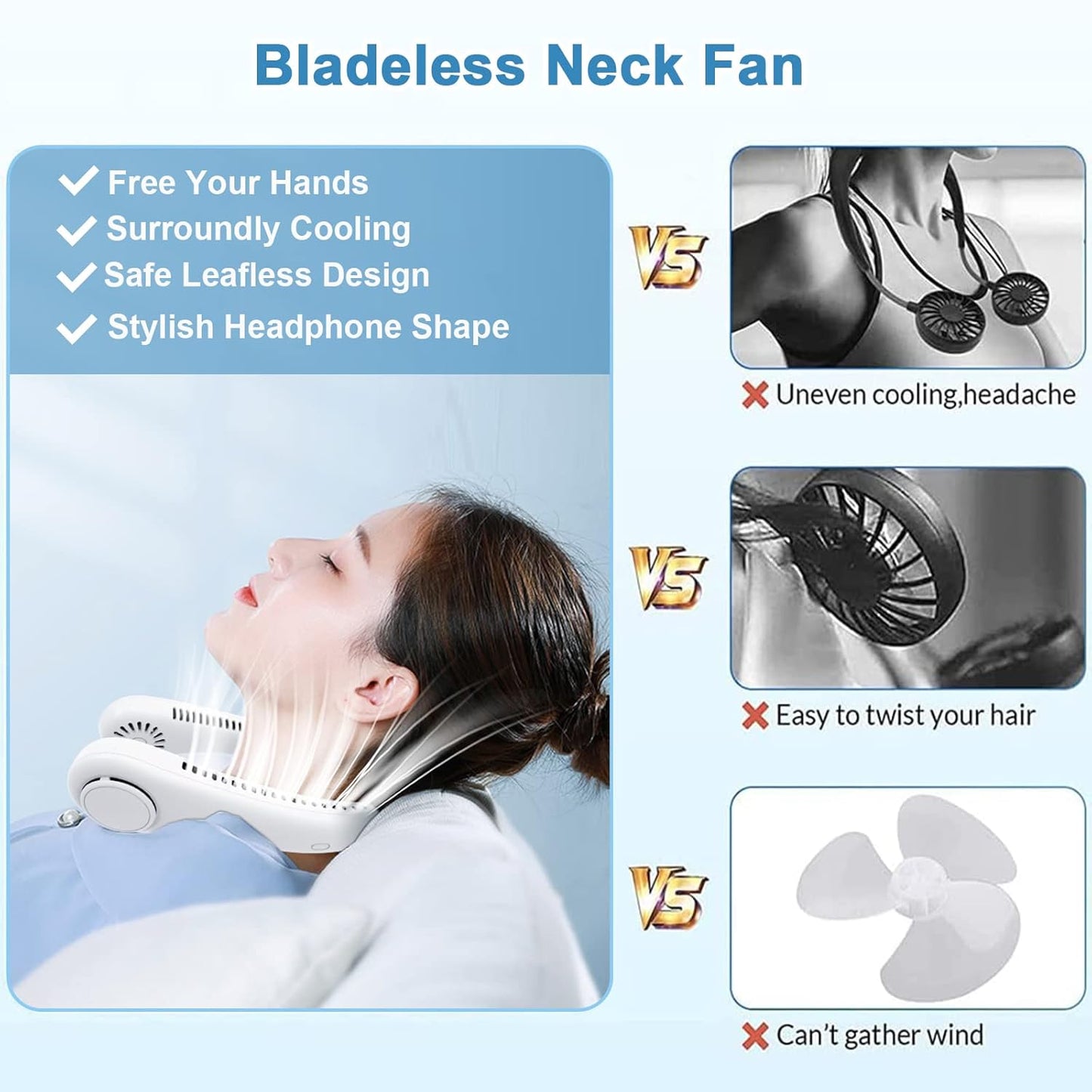 Portable Neck Fan, Hands Free Bladeless Fan