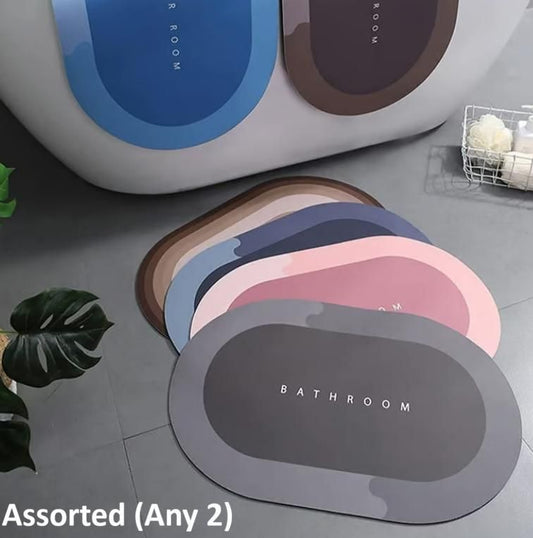 Water Absorbing Anti-Slip Floor Mat (Set of 2) – Soft, Super Absorbent & Quick Dry (40×60 cm)