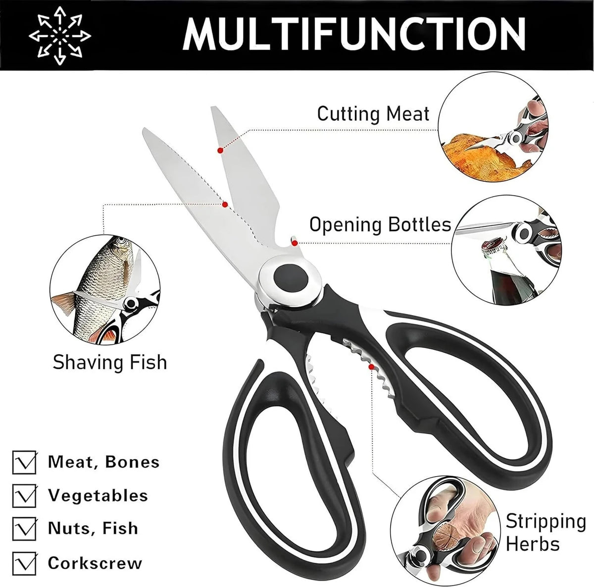 Multi-Purpose Kitchen Scissors – Cut, Slice & Prep in Seconds!