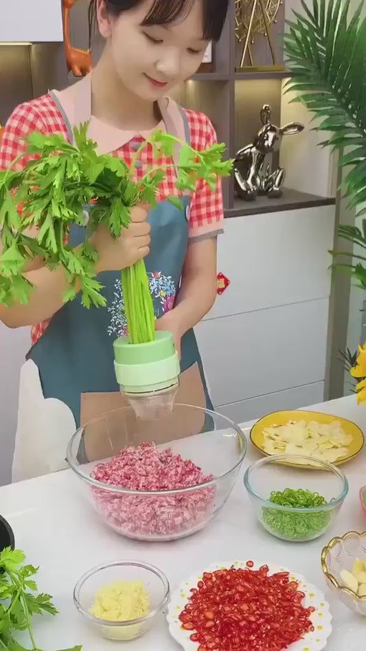 4-in-1 Smart Electric Vegetable Cutter | Portable, Powerful & Effortless Kitchen Prep